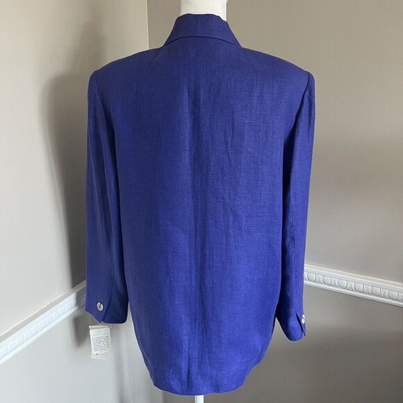 Vintage David N Petites Women’s Blazer 100% Linen Purple Size 10 - Picture 2 of 12